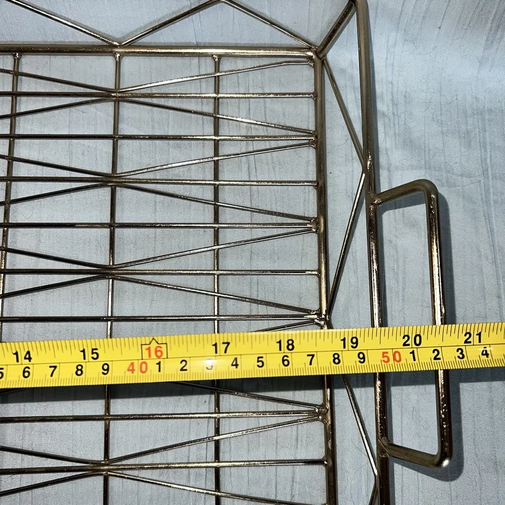 Brass Gold Tone Tabletop Diamond Pattern Tray Handles 19 X 13
